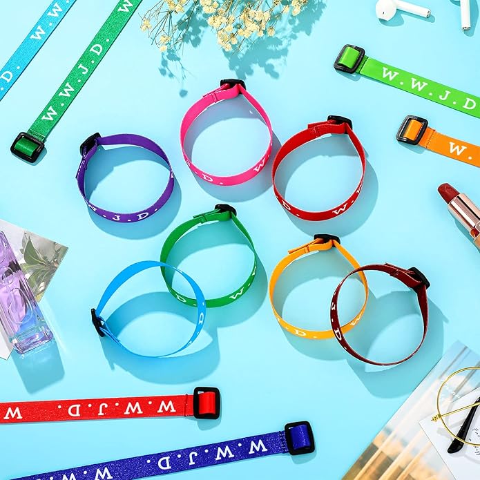 HyDren 100 Pieces Webbing Bracelets What Would Jesus Do Bracelets Christian Jesus Bracelets Religious Charm for Men Women Boys and Girls