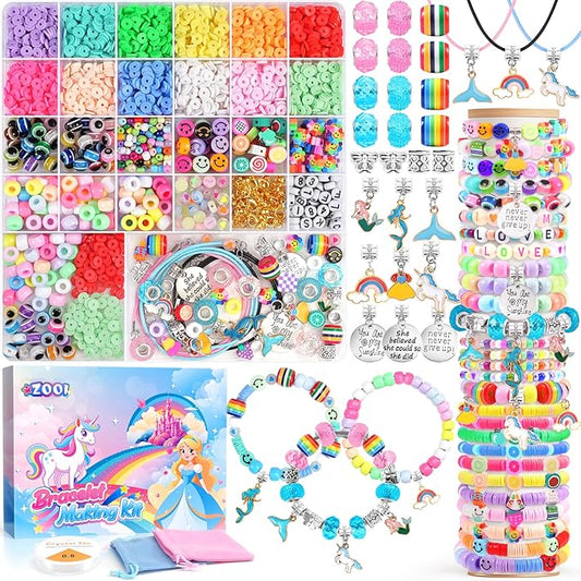 ZOOI Bracelet Making Kit for Girls, Arts and Crafts for Kids Girls Ages 8-12, Girls Toys Age 6-8, Friendship Charm Bracelet Making Kit, Jewelry Making Kit for Girls, Gifts for 6-12 Year Old Girl