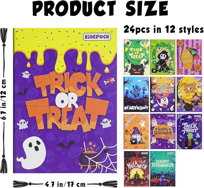 KiDEPOCH Halloween Mini Coloring Books, 24pcs Small Coloring Booklets for Party Favors Bulk, Great Creativing Gifts for Daily