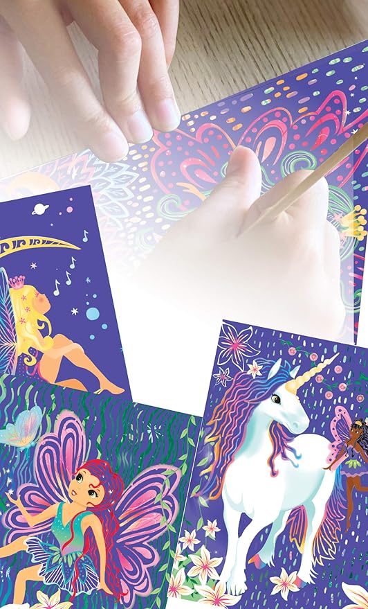 Totally Magical Forest Fairies and Unicorns Scratch Art Kit to Make, Display and Share