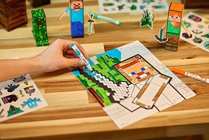 Crayola Minecraft, POPs 3D Kids Art Set, Coloring Book Alternative, Gift for Boys & Girls, Ages 6+
