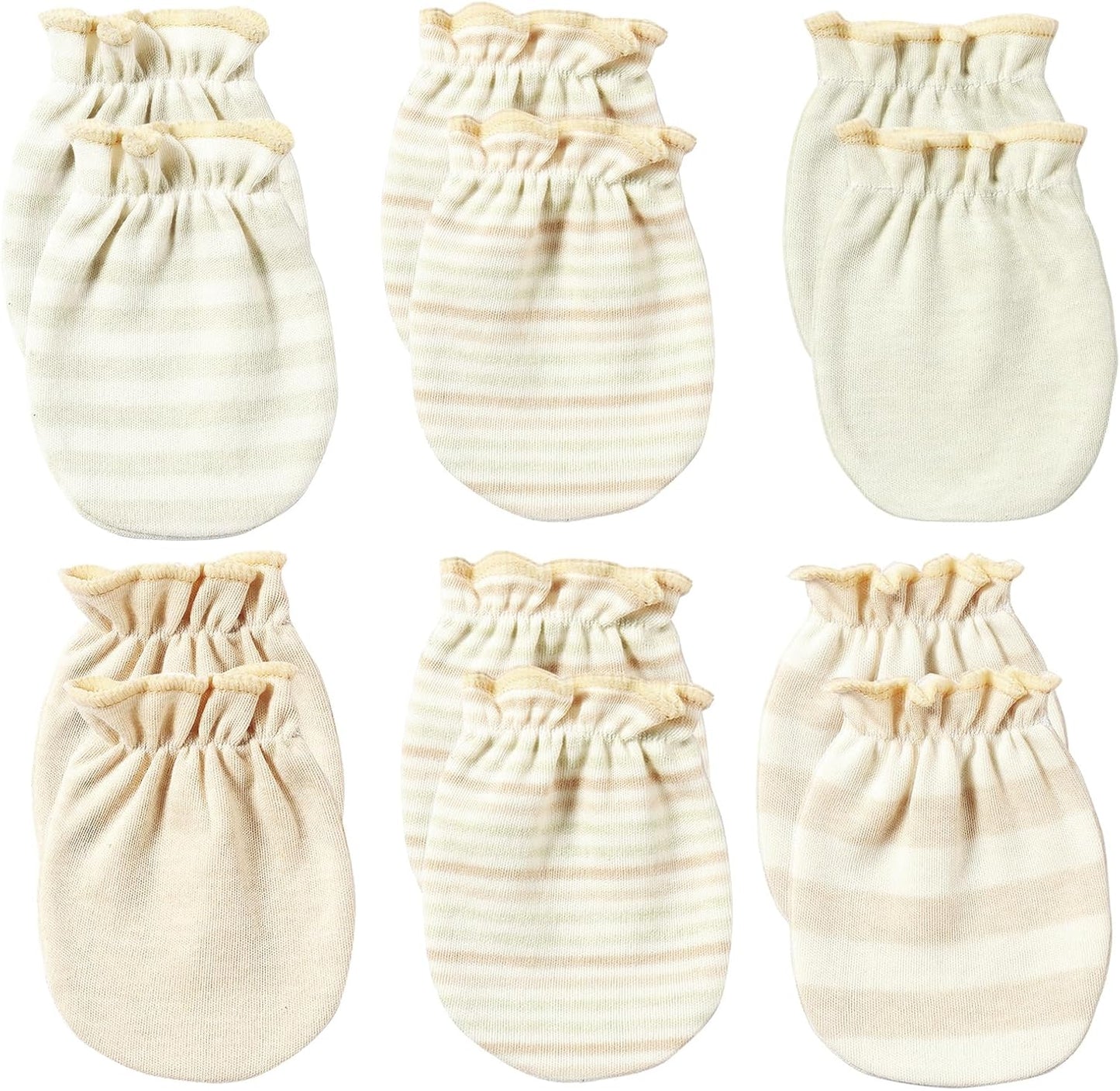 Newborn Mittens No Scratch 100% Cotton Mitts Boy Girl baby mittens 0-6 months 6 Pack