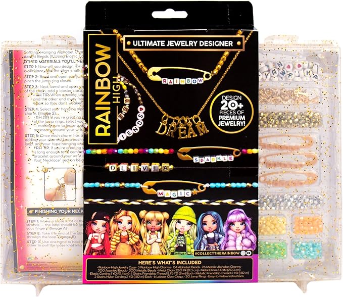 Rainbow High Ultimate Jewelry Designer, DIY Jewelry Making Kit, Design 20+ Pieces of Jewelry, Great Weekend or Sleepover Activity for Girls, Bead Kit for Kids Teens & Tweens Ages 8, 9, 10, 11