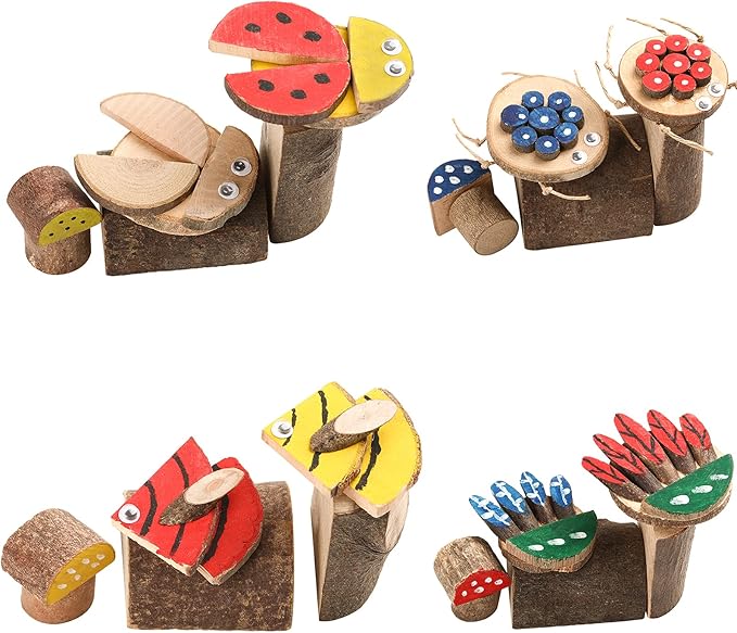 LAZACA Wood Craft Kits DIY for Kids Ages 5-20 Wooden Unfinished Toys Art Paint Bulk Craft Sticks Garden Playset Loose Parts Play Materials 250 Pcs/19.5X13X3.5cm