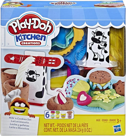 Play-Doh Kitchen Creations Milk and Cookies Set with 6 Non-Toxic Colors Including Play-Doh Confetti