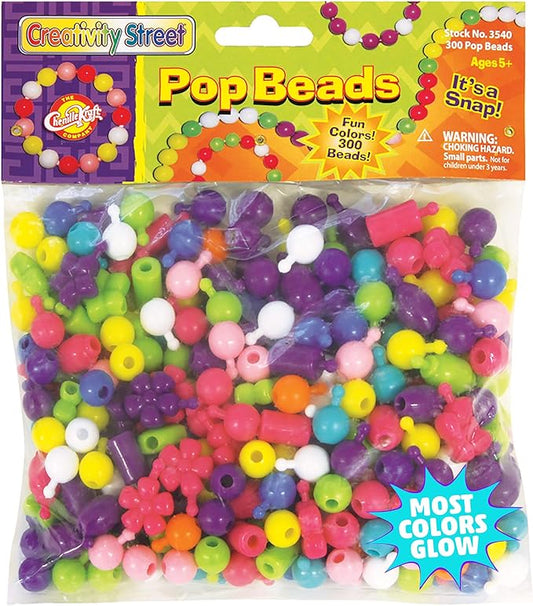 Creativity Street Pop Beads, Assorted Colors, Assorted Sizes, 300 Pieces