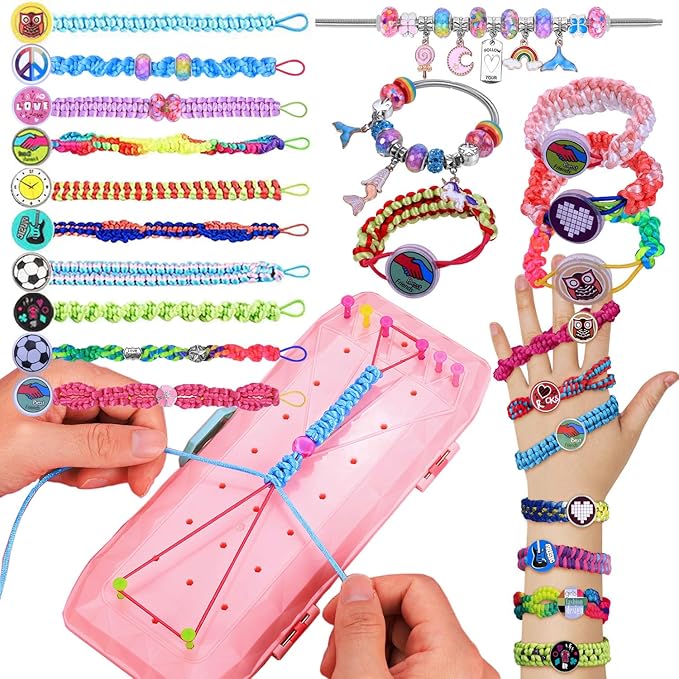VICTLOV Friendship Bracelet Knitted Kit,Best Birthday Gifts Ideas for Kids,Popular Bracelets String Maker Toys Set,Arts and Crafts for Kids Ages 7 8 9 10 11 12