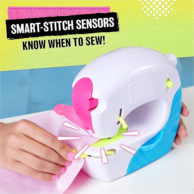 Cool Maker, Exclusive Neon Stitch ‘N Style Fashion Studio, Sews 8 Stylish Projects, Pre-Threaded Sewing Machine Toy, Arts & Crafts Kids Toys for Girls