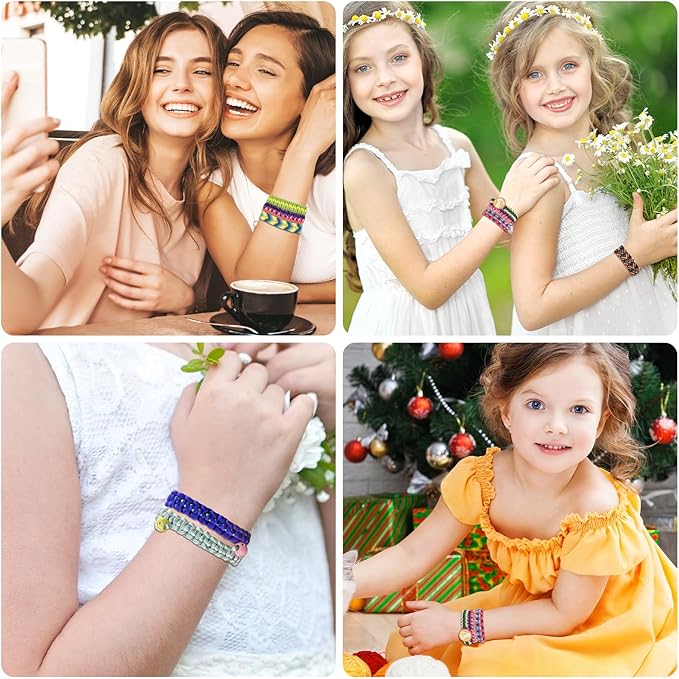 Friendship Bracelet Making Kit Toys ,DIY Arts and Crafts for Kids Ages 6-12,2 in 1 Bracelets String Maker Toys Set,Jewelry String Maker Kit,Christmas Birthday Gifts for Girl 8-12 Years Old (Yellow)