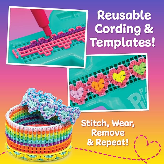 Just My Style Fashion Punch Style & Stitch Loom, Friendship Bracelet Kit, Jewelry Making Activity, Great for Birthday Parties, Sleepovers & Travel, Arts & Crafts for Kids Ages 6, 7, 8, 9