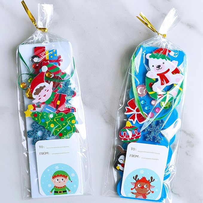 Winlyn 36 Sets Christmas Craft Kits Winter Crafts DIY Christmas Ornaments Art Sets Snowman Reindeer Pine Tree Penguin Christmas Foam Stickers Arts and Crafts for Kids Holiday Classroom Activities