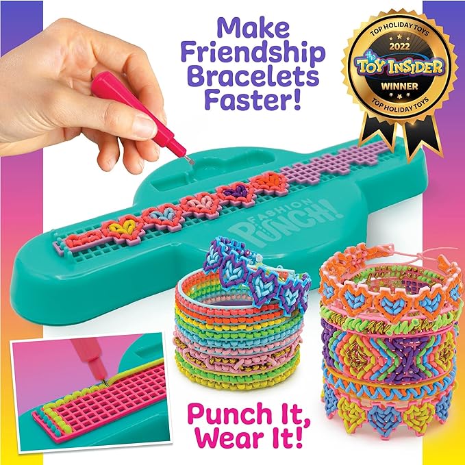 Just My Style Fashion Punch Style & Stitch Loom, Friendship Bracelet Kit, Jewelry Making Activity, Great for Birthday Parties, Sleepovers & Travel, Arts & Crafts for Kids Ages 6, 7, 8, 9