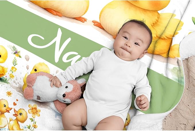 Aparajita Custom Name Yellow Ducks Adult Duck Blanket Kids Funny Blanket Suitable for Bedroom Bed Sofa Crib Couch Chair Outdoor All Season Items That Yellow Duck Lovers Will Love 40"x30"for Pets