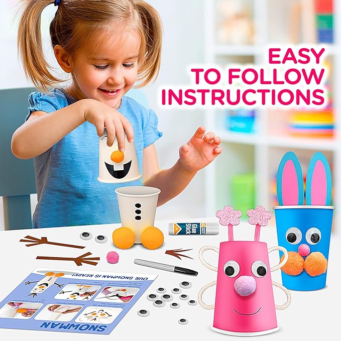 Arts and Crafts Kit for Kids Ages 3, 4, 5, 6 – Create 8 Cute Animal Projects – Gift Set for Girls & Boys