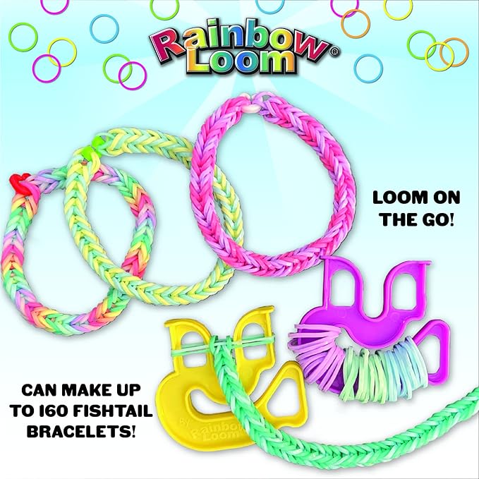 Rainbow Loom® Treasure Box Pastel Edition, 8,000 Rubber Bands in 8 Different Pastel Colors, and a Bonus of 2 Happy Looms, Great Activities for Boys and Girls 7+