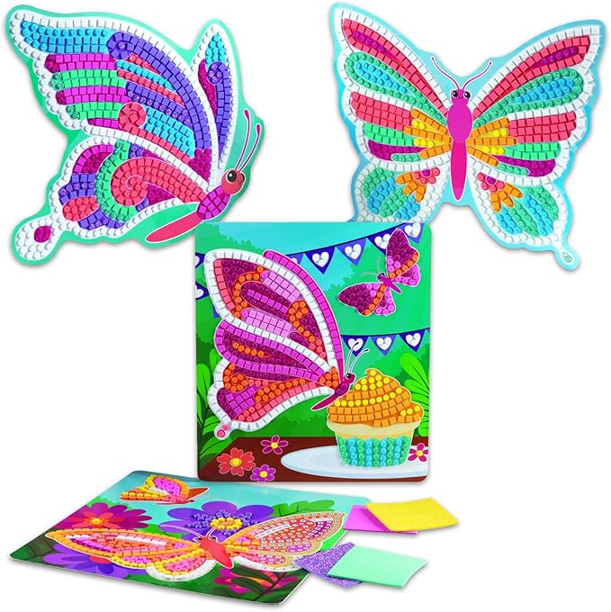 The Orb Factory Sticky Mosaics Butterflies Arts & Crafts, Yellow/Blue/Pink/Purple/Pink, 12" x 2" x 10.75"