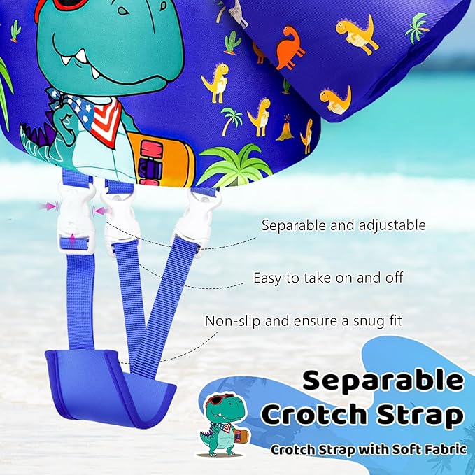 Vvinca Separable Toddler Swim Vest Fit 22-66 Lbs（1-6 Years）|2025 Newest 3 in 1 Pool Float & Arm Bands Boys and Girls, Adjustable Sturdy Safety for Infant 1 2 3 4 5 6 Year