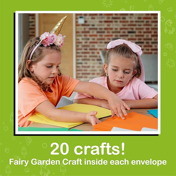 Craftikit® 20 Award-Winning Fairy Garden Crafts for Kids - 20 All-Inclusive Fun Paper Toddler Crafts, Fairy Garden Kit for Kids Ages 3-8, Magical Fairy Gifts