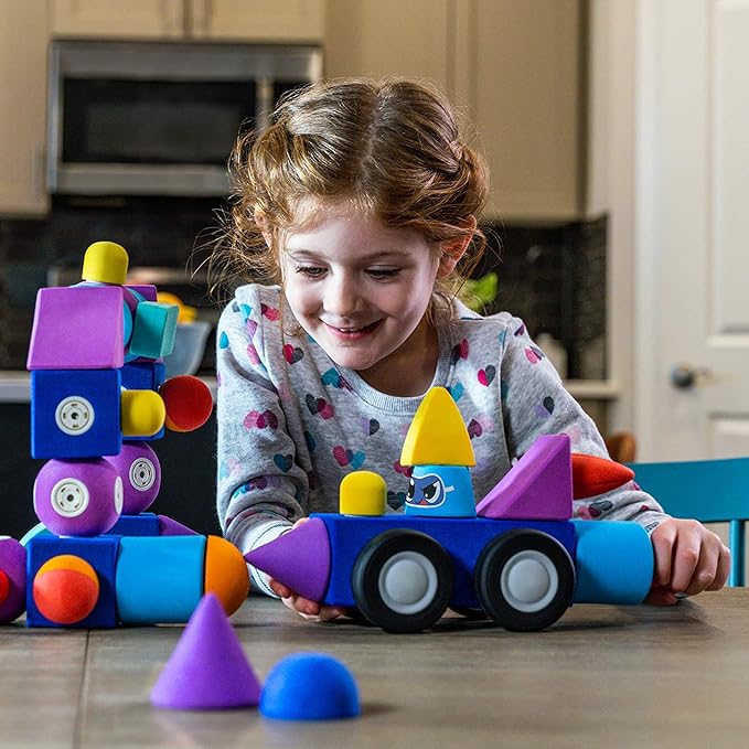 Magnetic Foam Blocks - STEM Preschool Toys for Children, Toddlers, Boys and Girls, The Ultimate Bath Toy - Airplane Set, Bath Building Blocks, Engineering Toys for Kids 3-6
