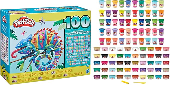 Play-Doh Wow 100 Bulk Modeling Compound Variety Pack, 100 Cans Including Sparkle, Super Shimmer, Metallic and Confetti, Back to School Gifts & Prizes, Preschool Toys, Ages 3+