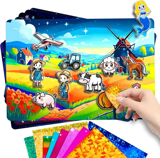 CVVDOOK 170 Foam Stickers Foil Art Fun Toys,Arts and Crafts Activity for Kids,12 Wonderful Themes: Princesses, Castles, Lighthouses, Sea, Sports, Sky,etc.Birthday or Christmas Gifts for Children