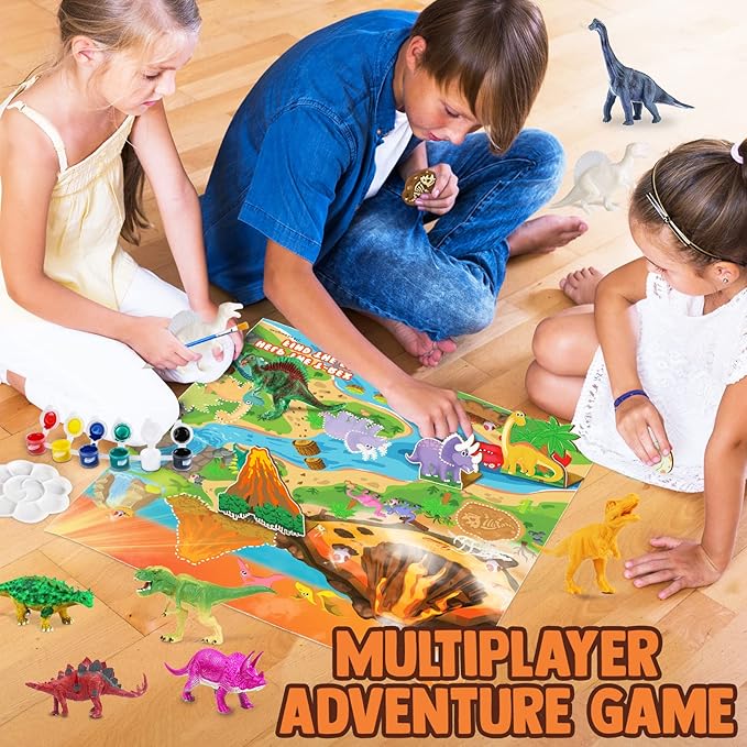 FUNZBO Dinosaur Toys for Kids 3-5, Painting Kits for Kids Ages 4-8 with Art Supplies, Arts and Crafts for Kids, Painting Set Toys for 6 7 8 9 10 11 12 Years Old Toddlers Boys Christmas Birthday Gifts