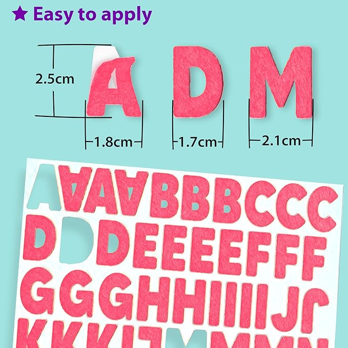 KRAFUN Felt Sticker Kit for Beginner Young Girls and Kids Arts & Crafts, Pack of 600 Assorted Scrapbook Stickers Alphabets, Numbers, Fun Shapes, Preschool, Children Early Learning, self Adhesive