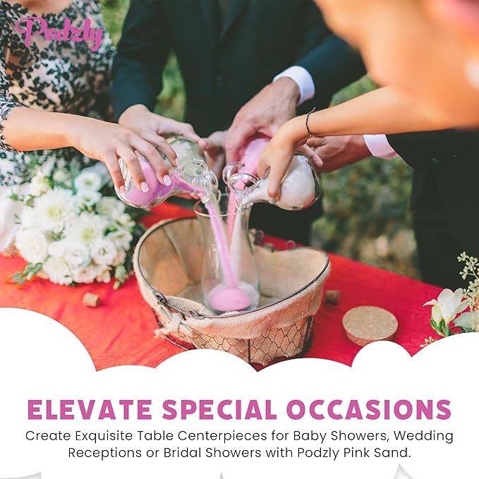 Podzly 5 Pound Decorative Bulk Craft Sand - Perfect for Weddings, Classrooms & Creative Crafts - Fine Sand, Non-Toxic & Safe for Kids & Adults - Colorful Play Sand for Outdoor and Home Decor - Pink