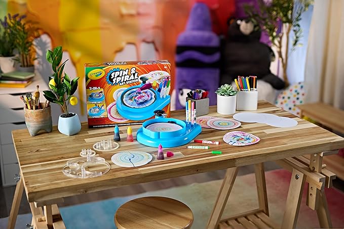 Crayola Spin & Spiral Art Station, Spin Art Machine, Arts & Crafts for Kids Ages 6, 7, 8, 9