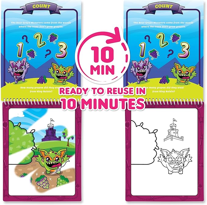 Water Magic - Patented Gourmet Scented Reusable Water Reveal Activity Books - No Mess, All Fun by Scentco (Grape Kingdom and Construction)
