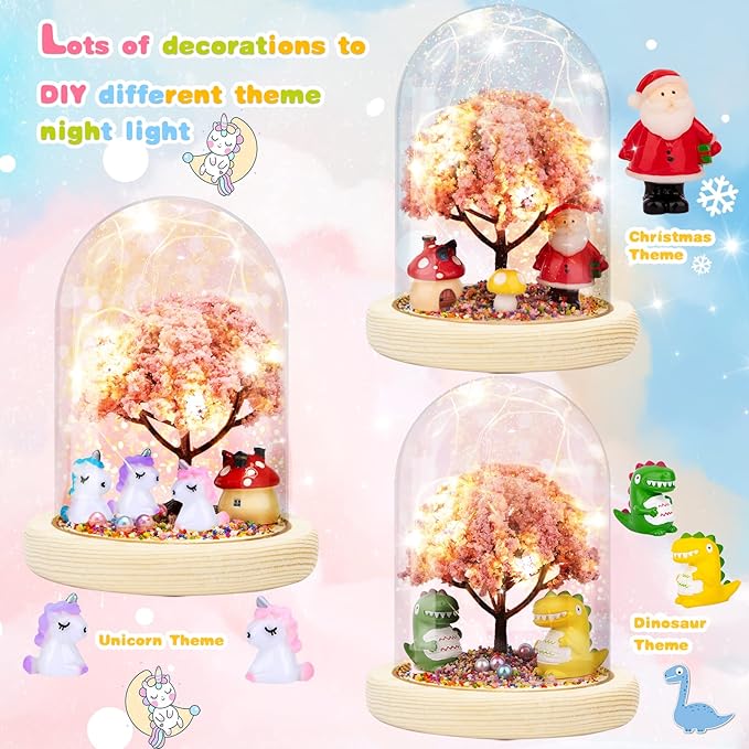 Unicorn Night Light, TCJJ DIY Night Light- Make Your Own Night Light, Unicorn Gifts for Girls, Unicorn Mermaid Hand Craft Terrarium Birthday Gifts Christmas Gifts for Age 4, 5, 6, 7, 8 Years Old Girls