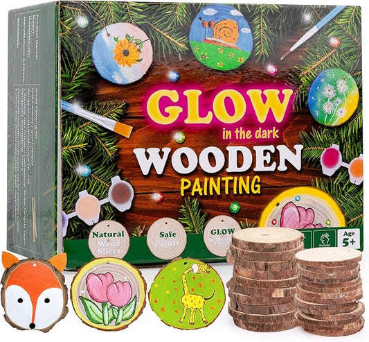 Wooden Painting Craft Supplies Kit for Kids, Arts and Crafts for Boys and Girls Ages 6-12, Creative Art Toys Birthday Christmas Gifts for 5 6 7 8 Year Old Girls Boys