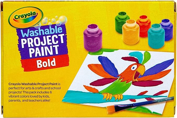 Crayola Washable Kids Paint (6ct), Paint Set for Kids, Assorted Bold Colors, Arts & Crafts Supplies for Kids, Nontoxic, Toddler Gifts