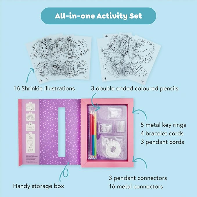 Tiger Tribe: Shrinkies - Sweet Treats - Color & Bake to Create Charms for Jewelry & Keychains, Craft Kit, Kids Ages 5+, Adult Supervision