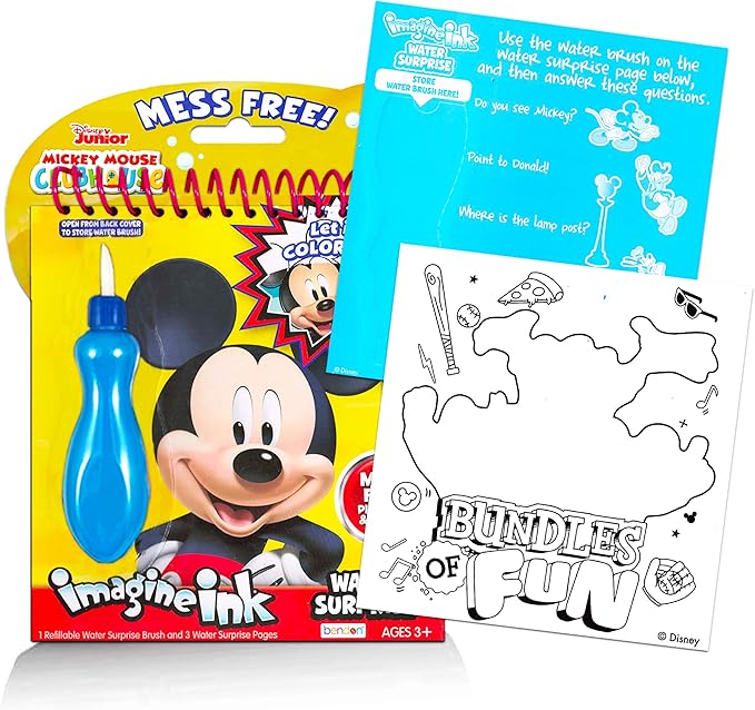 Paint with Water Books for Kids Bundle ~ 3 Mess-Free Imagine Ink Painting Books with Water Surprise Brushes with Mickey Mouse, Peppa Pig, and More