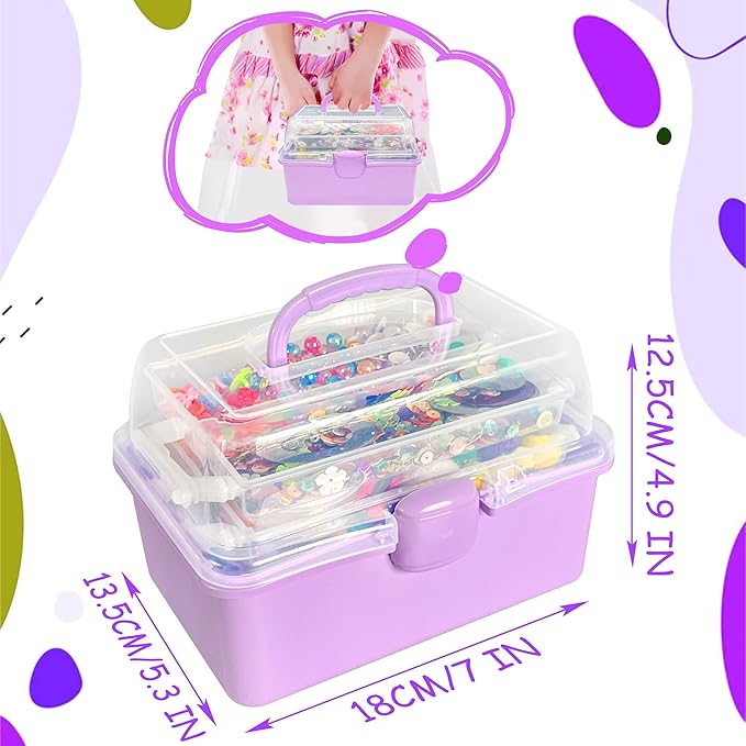 LINAYE 2500+PCS Arts and Crafts Supplies for Kids, DIY Craft Supplies Kit Box for Ages 6-8, Arts and Crafts Kit for Kids, Crafting Supply Set for Girls Boys Birthday Christmas Gifts, Purple