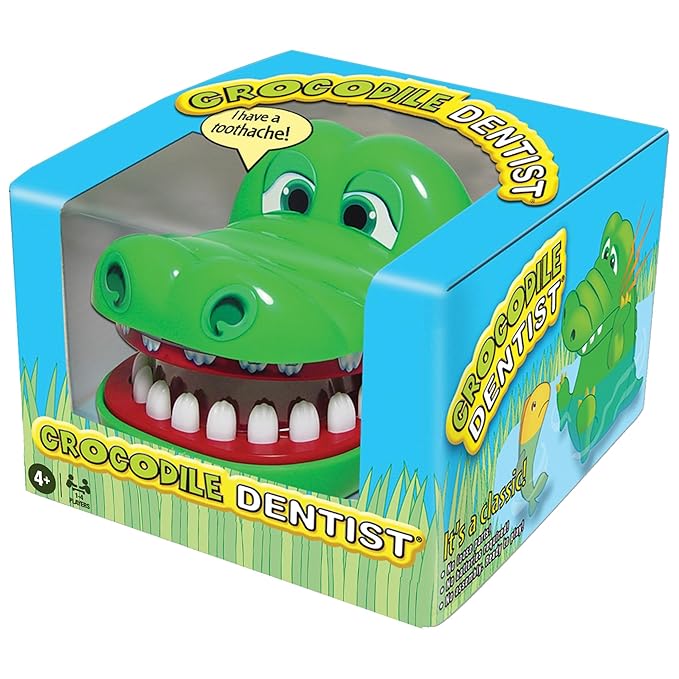 Crocodile Dentist by Winning Moves Games USA, Press Your Luck No Loose Parts Self Contained Game for 1 to 4 Players, Ages 4+