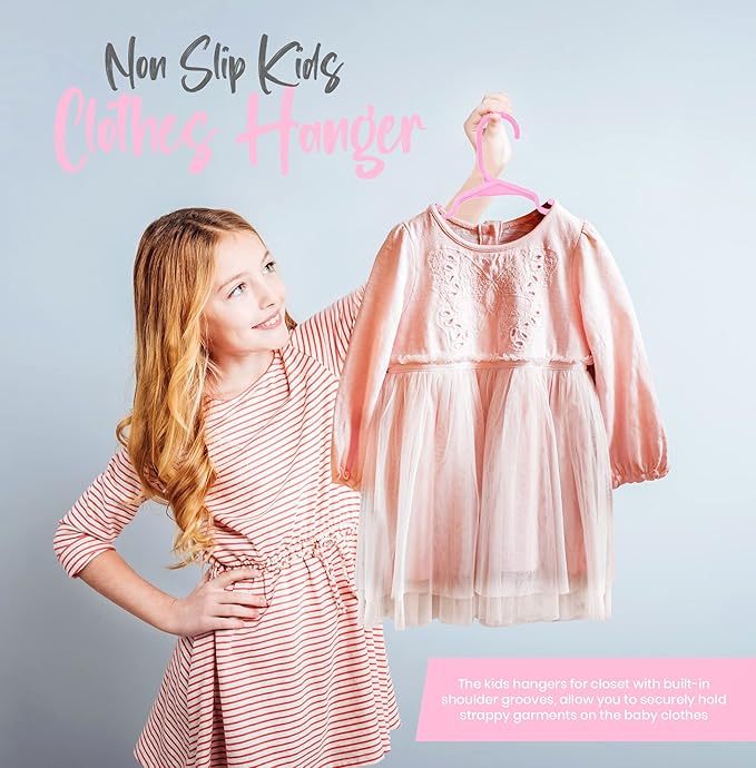 Utopia Home 360 Pack Kids Hangers - 11.5 Inch Plastic Baby Hangers for Closet - Childrens Hangers for Clothes & Infant Hangers for Closet - Ideal for Everyday Standard Use (Baby Pink)