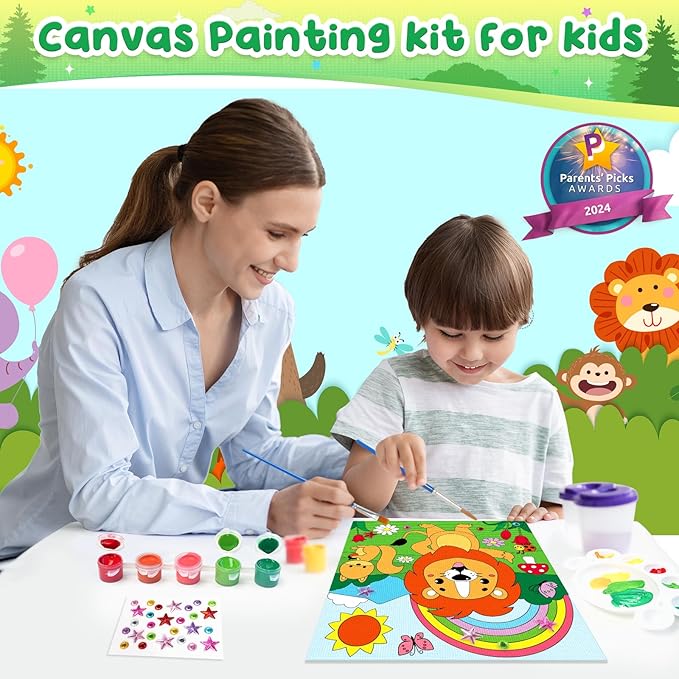 pigipigi Acrylic Paint Set Activity for Kids, Easter Basket Stuffers Art Craft Paints Gifts for Girls Boys Party Favor Games DIY Supplies, Valentine's Day Gifts for Kids