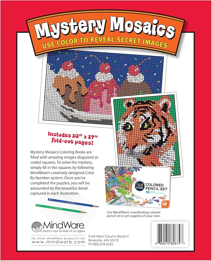 MindWare Color by Number Mystery Mosaics: (Book 2), Multi Color