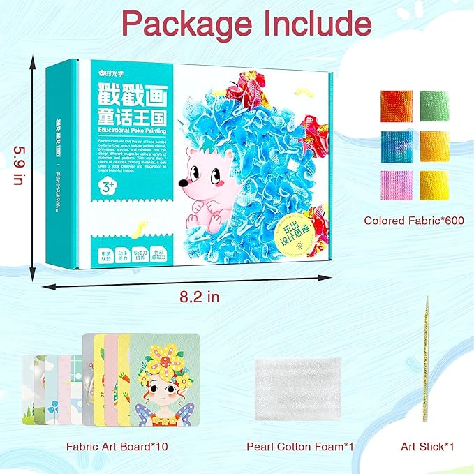 Rikostuoz Crafts Kits for Kids 10 Sheets of Poking Boards,DIY Poking Creative Puzzle Puncture Painting,Art Paper Craft Kit Kids Toys Gifts (Fairy Tales)