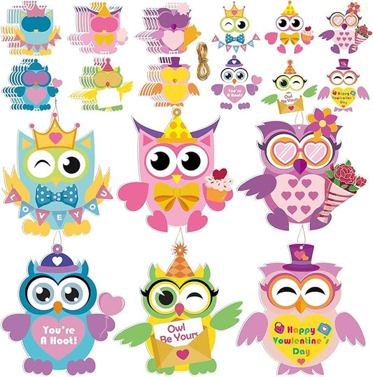 Qyeahkj 36 Sets Valentine's Day Craft for Kids DIY Owl Craft Kit Valentines Decoration Ornament Valentine's Day Arts and crafts for Classroom Home Fun Activities Kindergarten