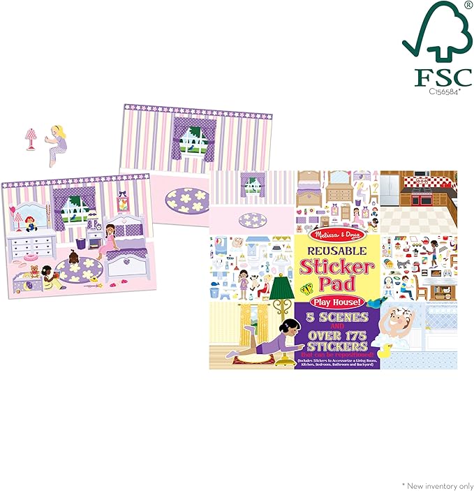 Melissa & Doug Reusable Sticker Pad Set: Play House - 175+ Reusable Stickers