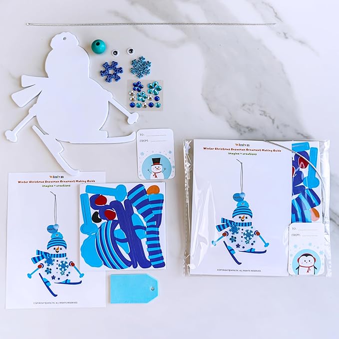 Winlyn 24 Sets Winter Craft Kits Christmas Crafts DIY Winter Holiday Ornaments Decorations Craft Kits Festive Foam Stickers Winter Arts and Crafts for Kids Home Classroom Art Activities Party Favors