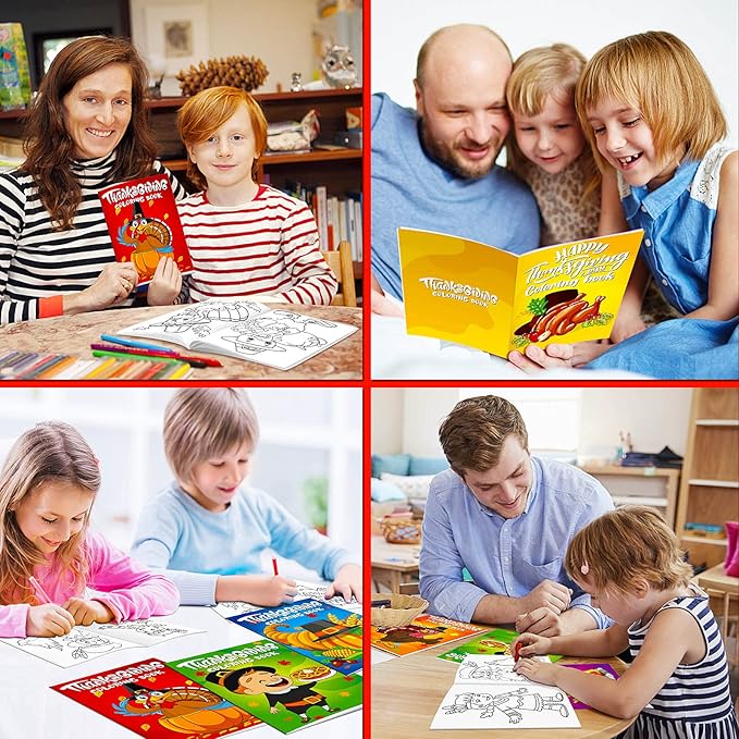 Omgouue 36Pcs Thanksgiving Coloring Books Kids Cute Thanksgiving Coloring Book for Kids All Ages Indoor Activities at Home Party Favors Gift Supplies