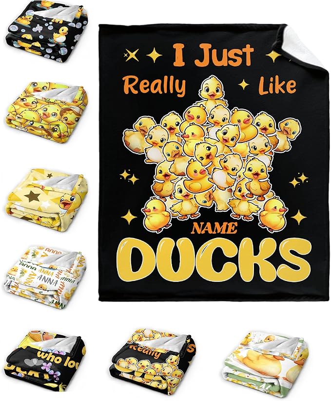 Costom Name Just Really Like Ducks Adult duck Blanket Kids Funny Blanket Suitable for Bedroom bed sofa Crib Couch Chair outdoor All Season Items That Yellow Duck Lovers Will Love 50"x40"for Kid