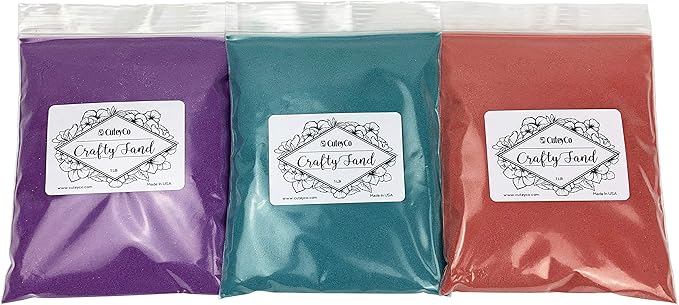 CuteyCo Crafty Sand Pack - 3 Colors: 3 lbs of Vibrant Craft Sand & Play Sand: Orchid, Ocean, Coral…