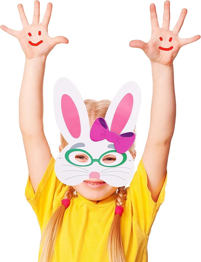 JOYIN 10 Pcs DIY Easter Bunny Mask Craft Kit Easter Crafts and Activities for Pretend Play, Decorate and Wear, Dress-Up Party Accessory, Animal Mask Assortment Easter Eggs Hunt and Theme Party