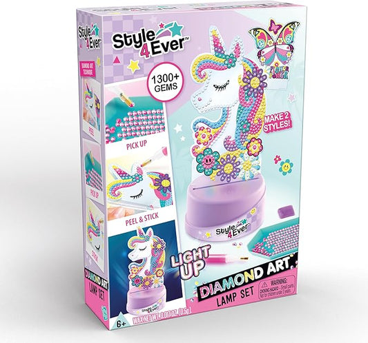 Canal Toys Style 4 Ever Diamond Art Unicorn or Butterfly Lamp Set. Bead up The Unicorn and Butterfly, Then swap Out on The Light up Base. Age 6+