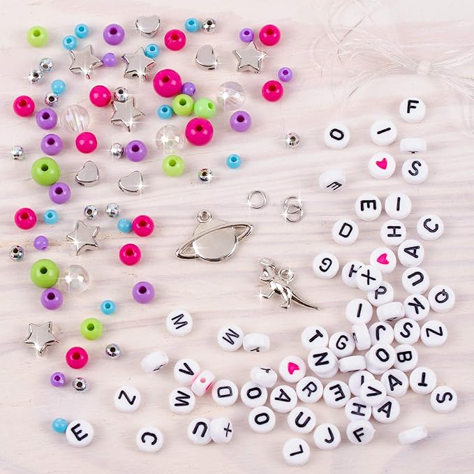 Make It Real: Block ‘N Rock Bracelets Kit - Create 4 Unique Letter Charm Bracelets, 147 Pieces, Includes Play Tray, All-In-One, DIY Bead Jewelry Kit, Tweens & Girls, Arts & Crafts, Kids Ages 8+